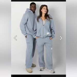 Comfrt affirmation zip hoodie and sweatpants set, in the color slate, medium
